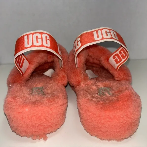 Ugg Oh Yeah 1107953 Fluffy Coral Sheepskin Slipper Slides - Picture 11 of 12